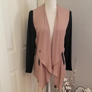Tan and Black Waterfall Cardigan